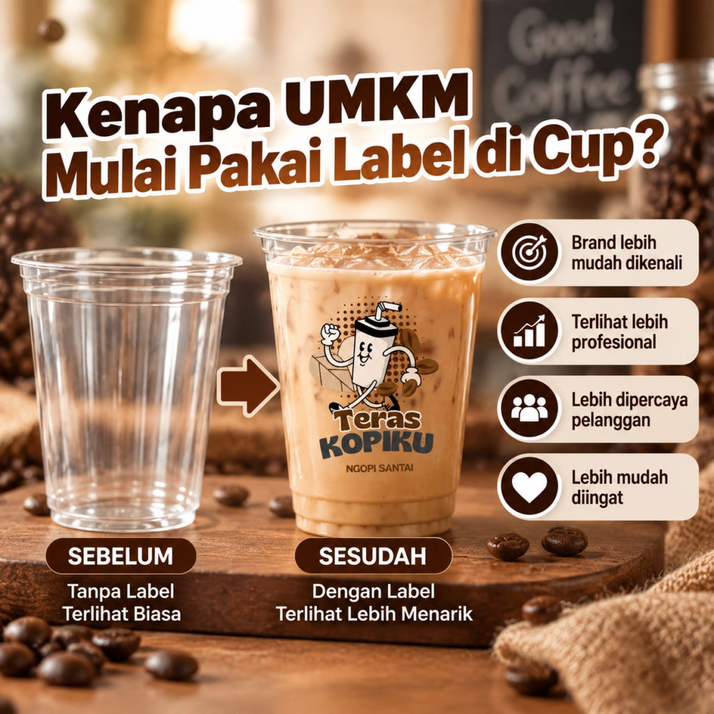 CETAK STICKER CUP TRANSPARAN WELERI